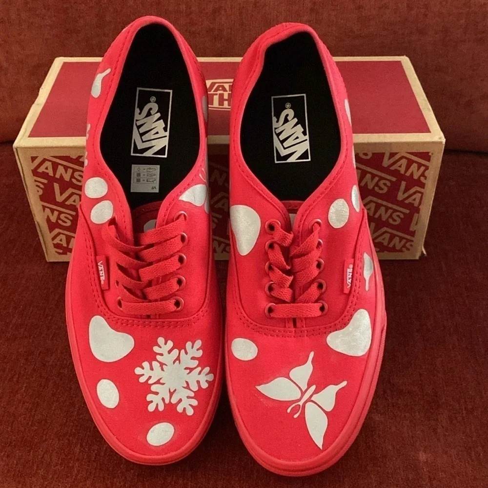 Vans Off The Wall Sneakers Womens Sz 8.5 M/10 W 4 Red reflective butterfly’s